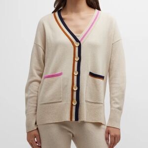 Monrow Wool Cashmere Striped Cardigan Size Small